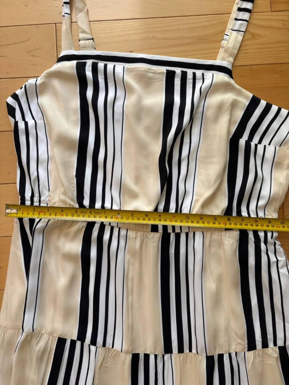 Lane Bryant Sz 18 Butter Yellow, Black and White Stripe Flowy Maxi Dress - Picture 10 of 16